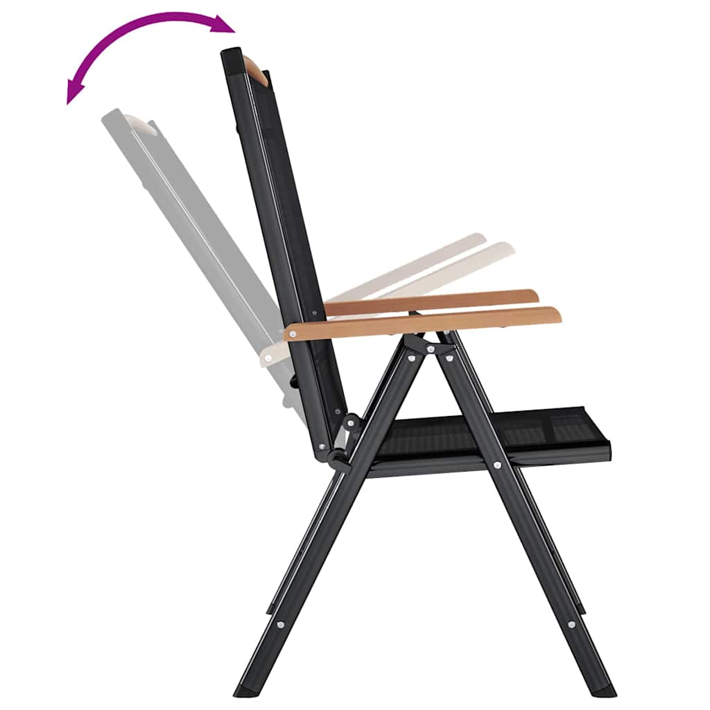 Sklopive vrtne stolice 2 kom. aluminij i textilene black - number 7.