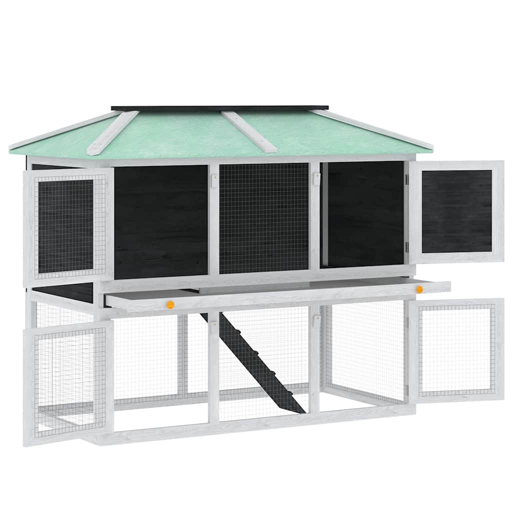 Cage à lapin en bois à 2 étages - noir - number 2.