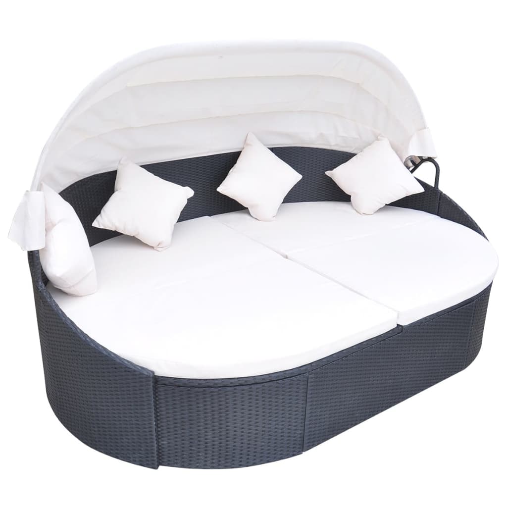 Solseng med baldakin polyrattan sort - number 1.