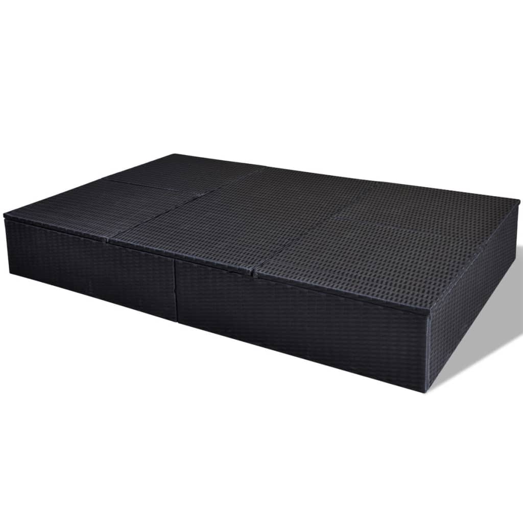 Dobbelt solseng med hynde polyrattan sort - number 5.