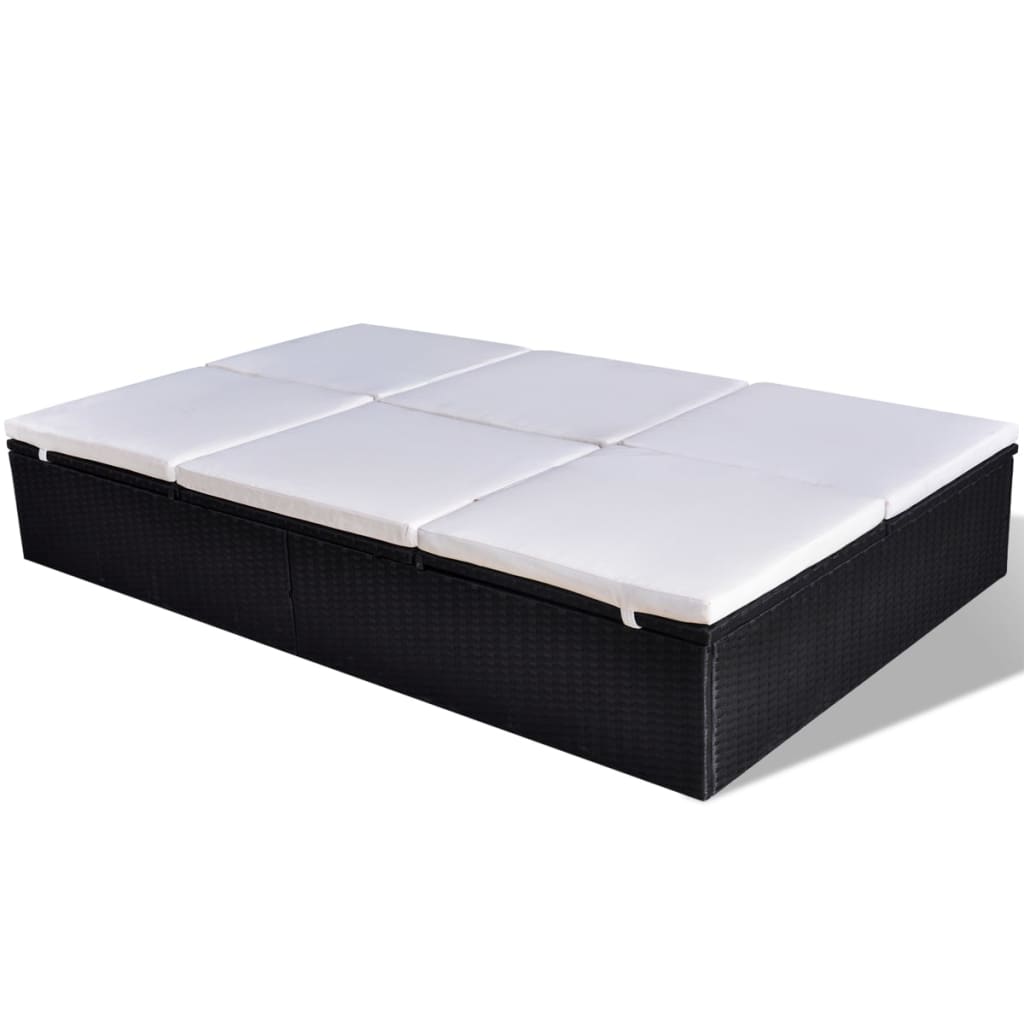 Dobbelt solseng med hynde polyrattan sort - number 4.