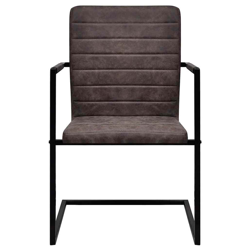 Spisebordsstoler med utkrager 4 stk. syntetisk skinn brun - number 3.