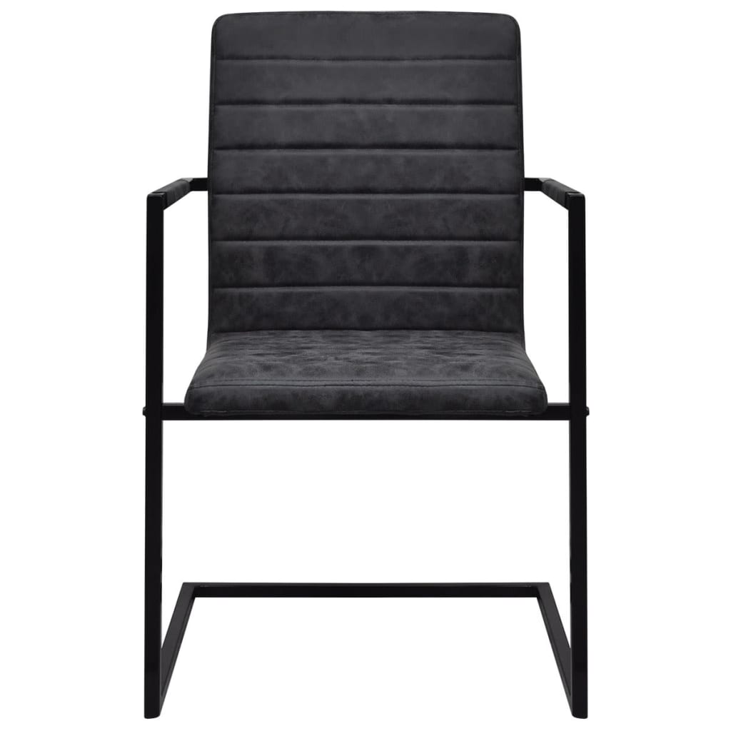 Krzesła do jadalni z wspornikiem pc. skóra ekologiczna - czarne, 4, wzór w paski - number 3.