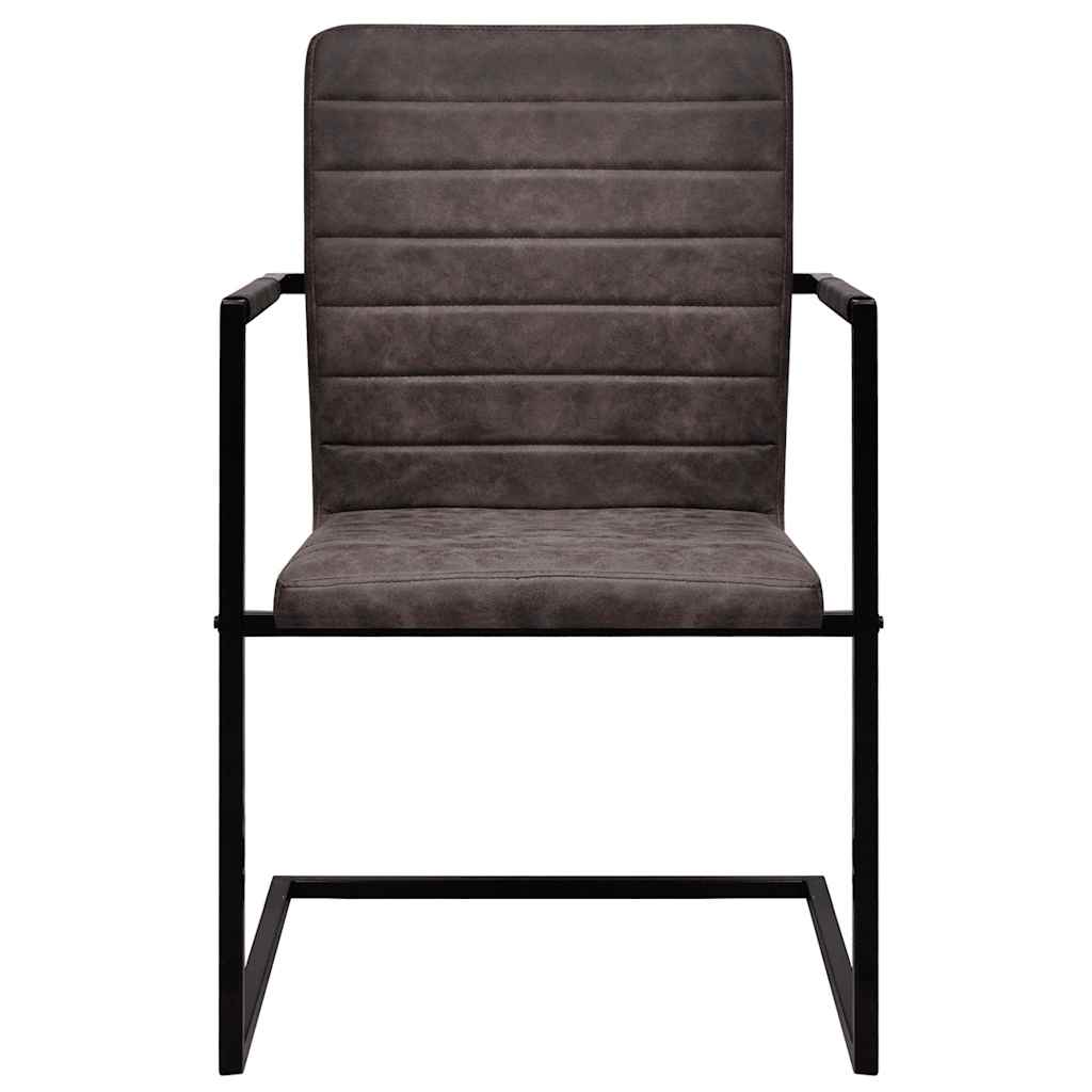 Spisebordsstoler med utkrager 6 stk. syntetisk skinn brun - number 3.