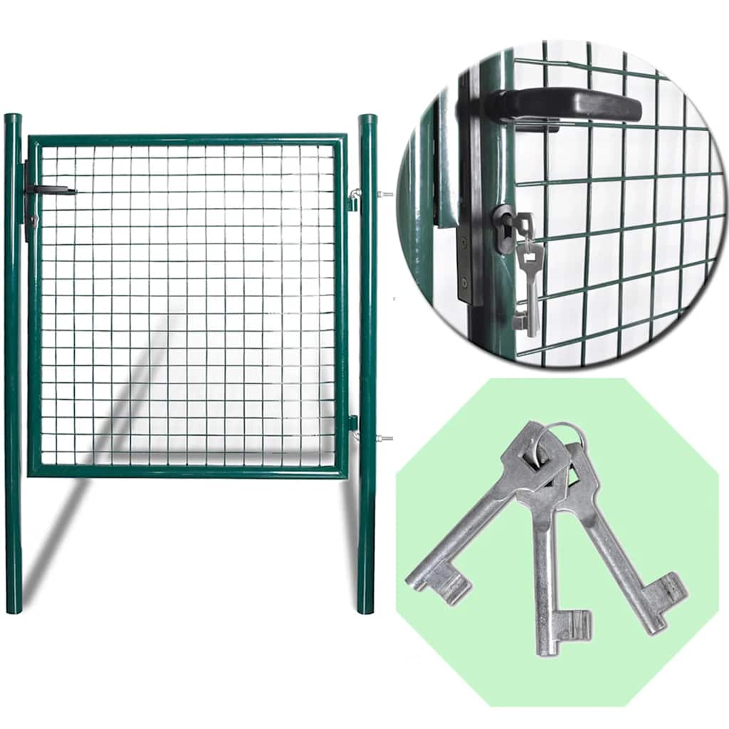 Trädgårdsport med enkeldörr i pulverlackerat stål - number 7.