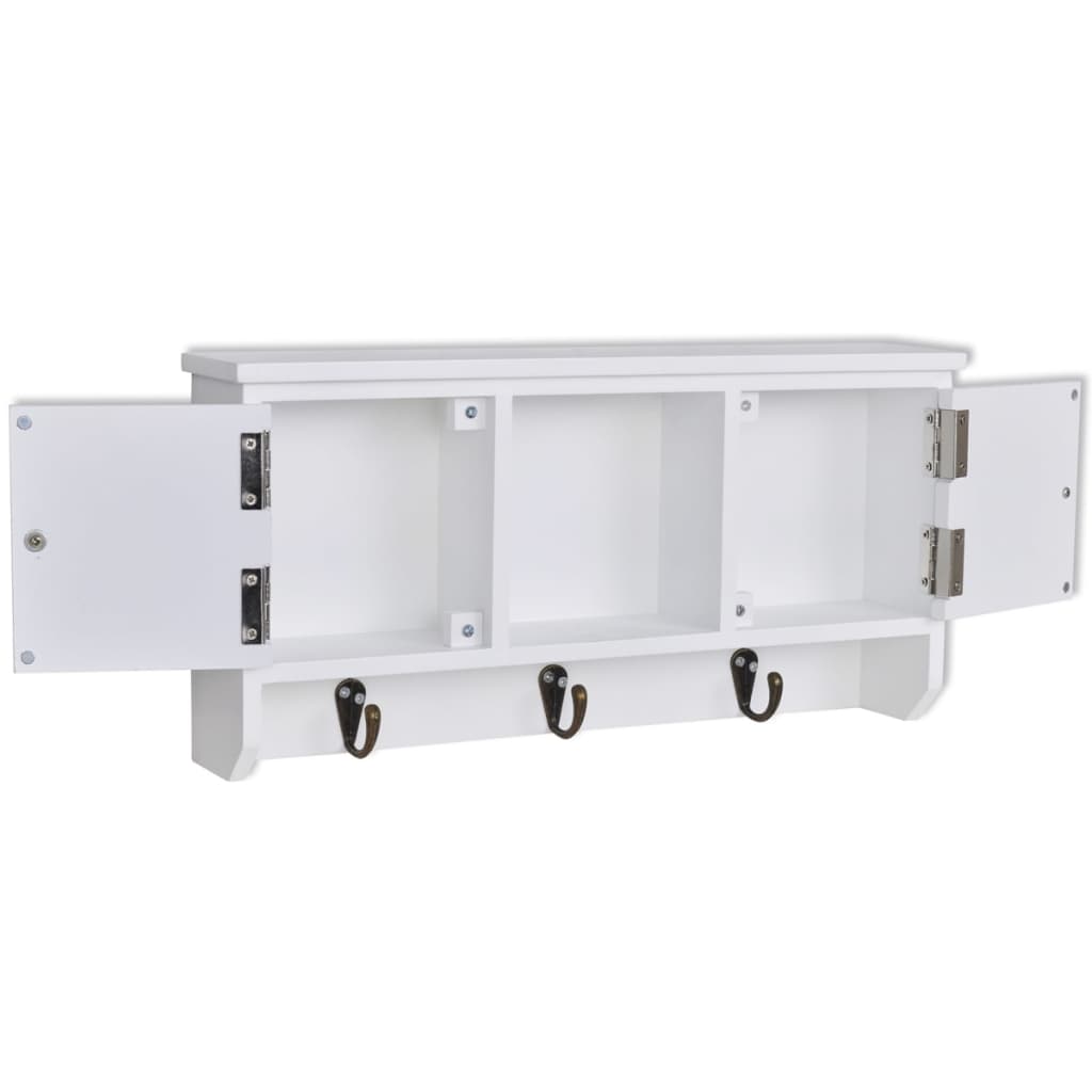 Veggskap for nøkler og smykker med dører og kroker - number 4.