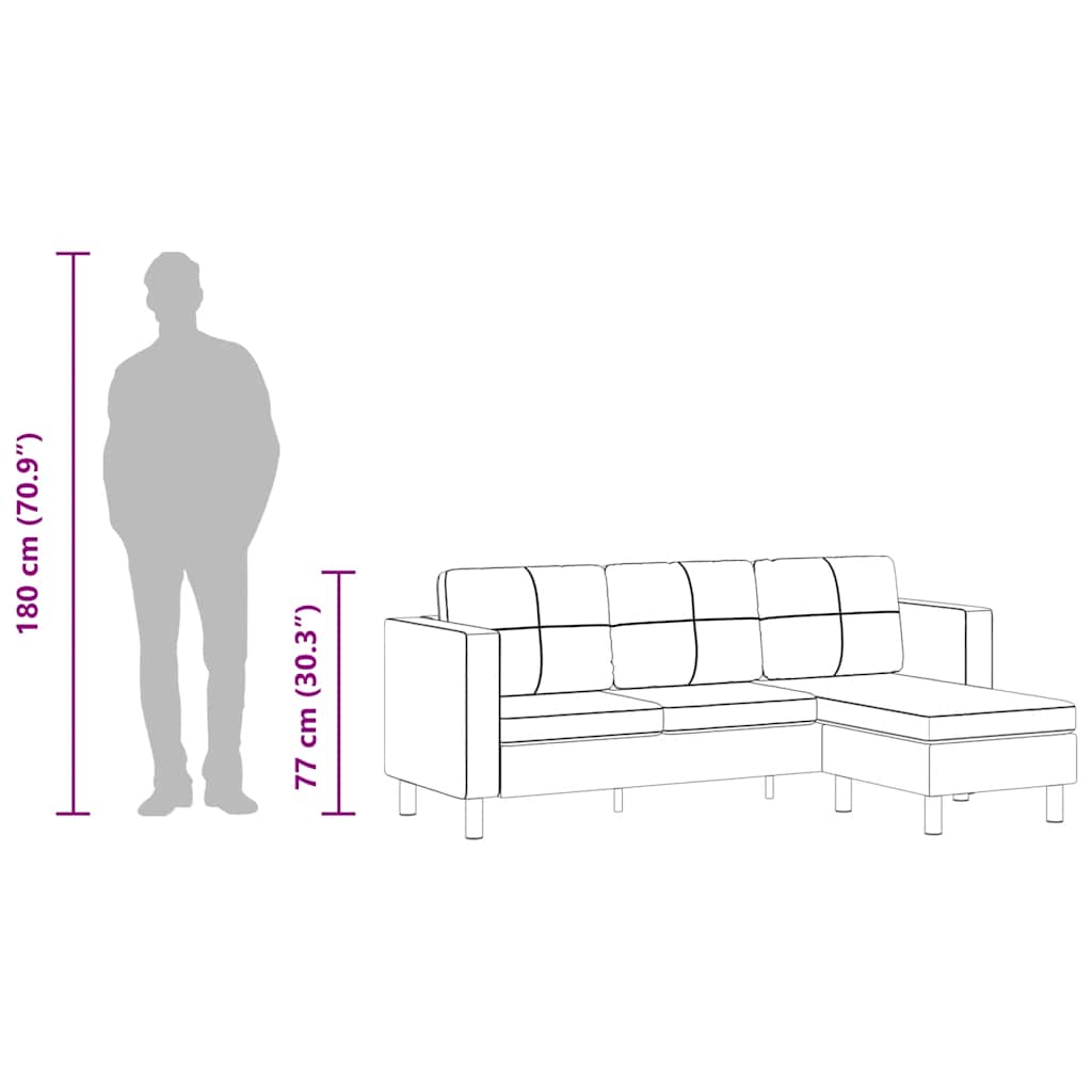 Sekcijska garnitura za 3 osobe umjetna koža crna - number 9.