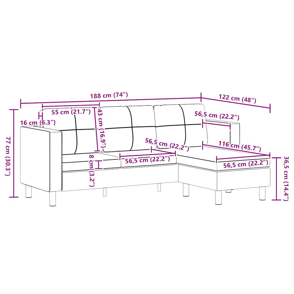 3-personers modulsofa kunstlæder hvid - number 9.