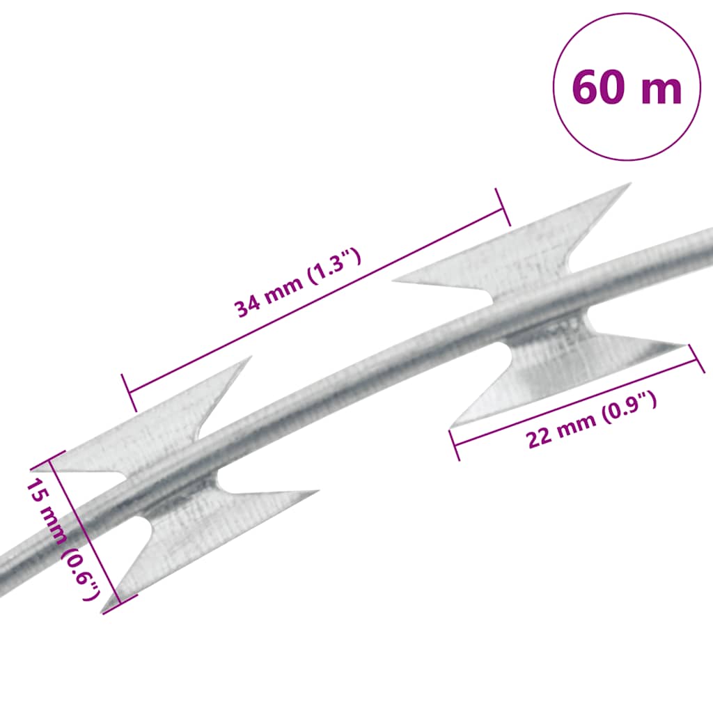 Bto-22 concertina taggtråd galvaniserat stål - 60 m, 1 - number 5.