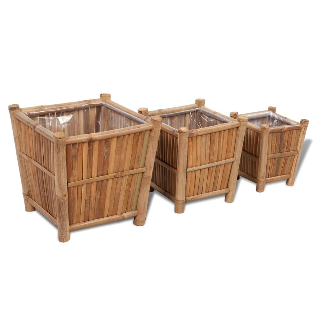 Planter box bamboo with nylon lining 3 pcs. - number 1.