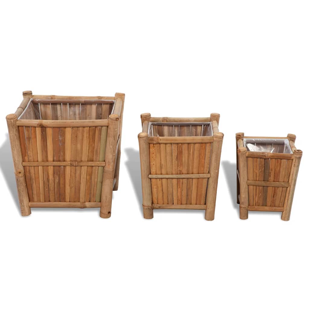 Planter box bamboo with nylon lining 3 pcs. - number 2.