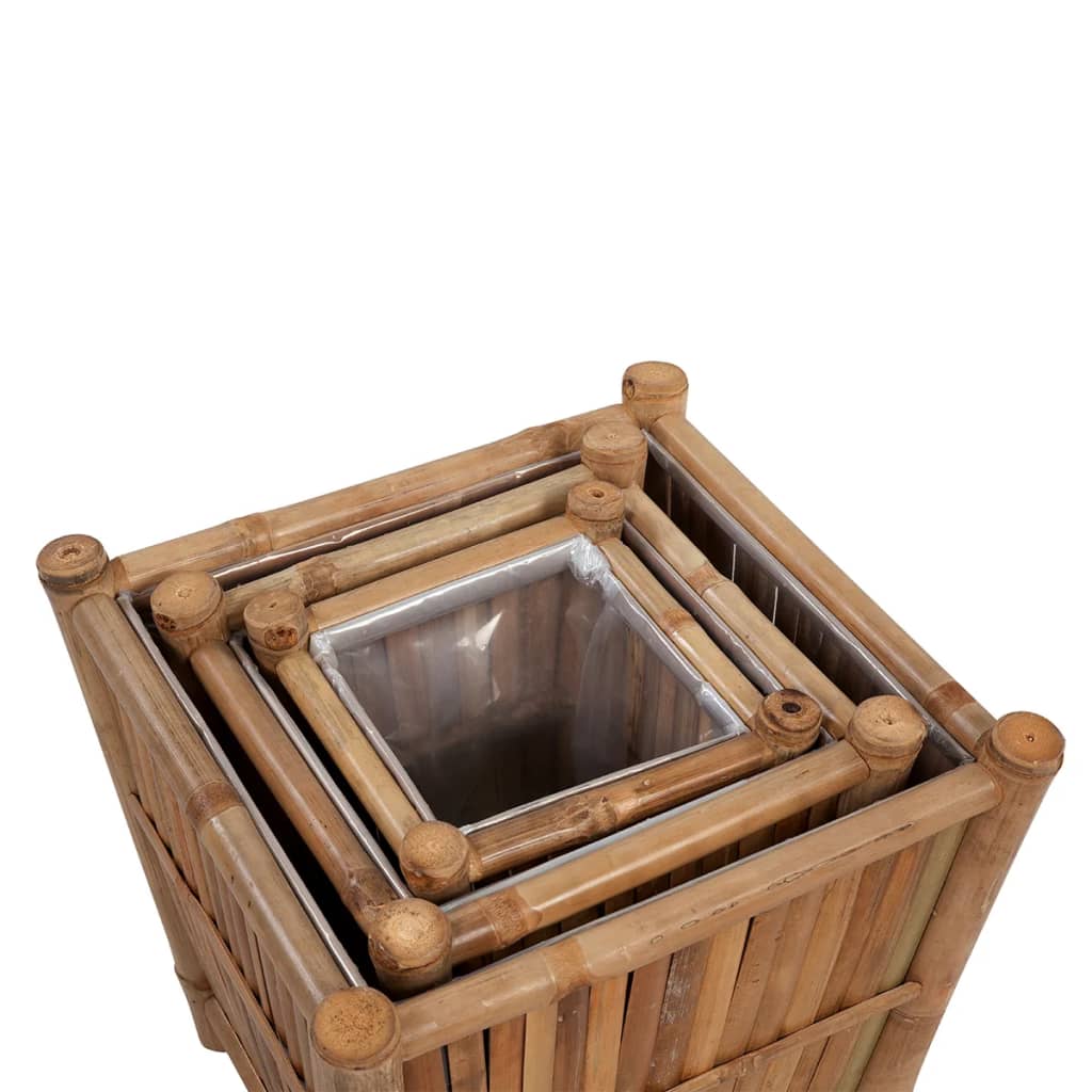 Planter box bamboo with nylon lining 3 pcs. - number 4.