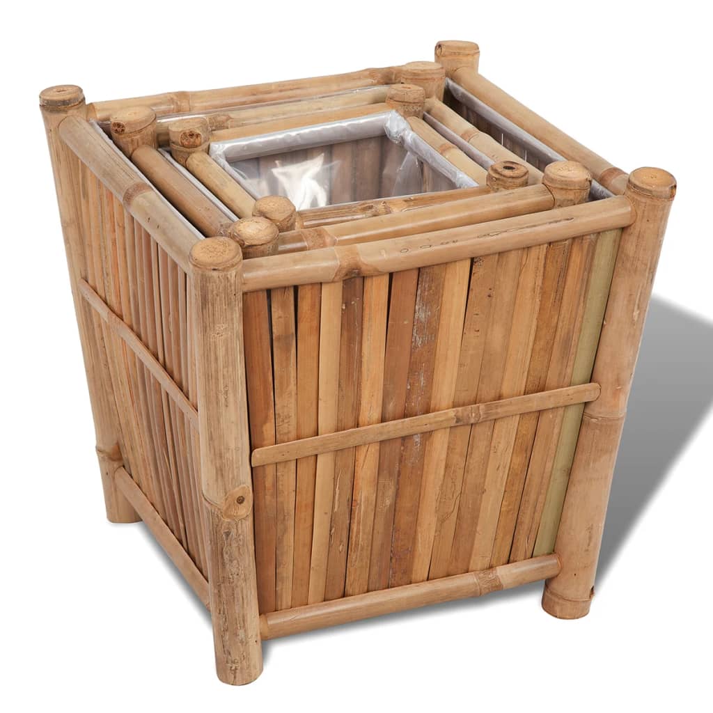 Planter box bamboo with nylon lining 3 pcs. - number 3.