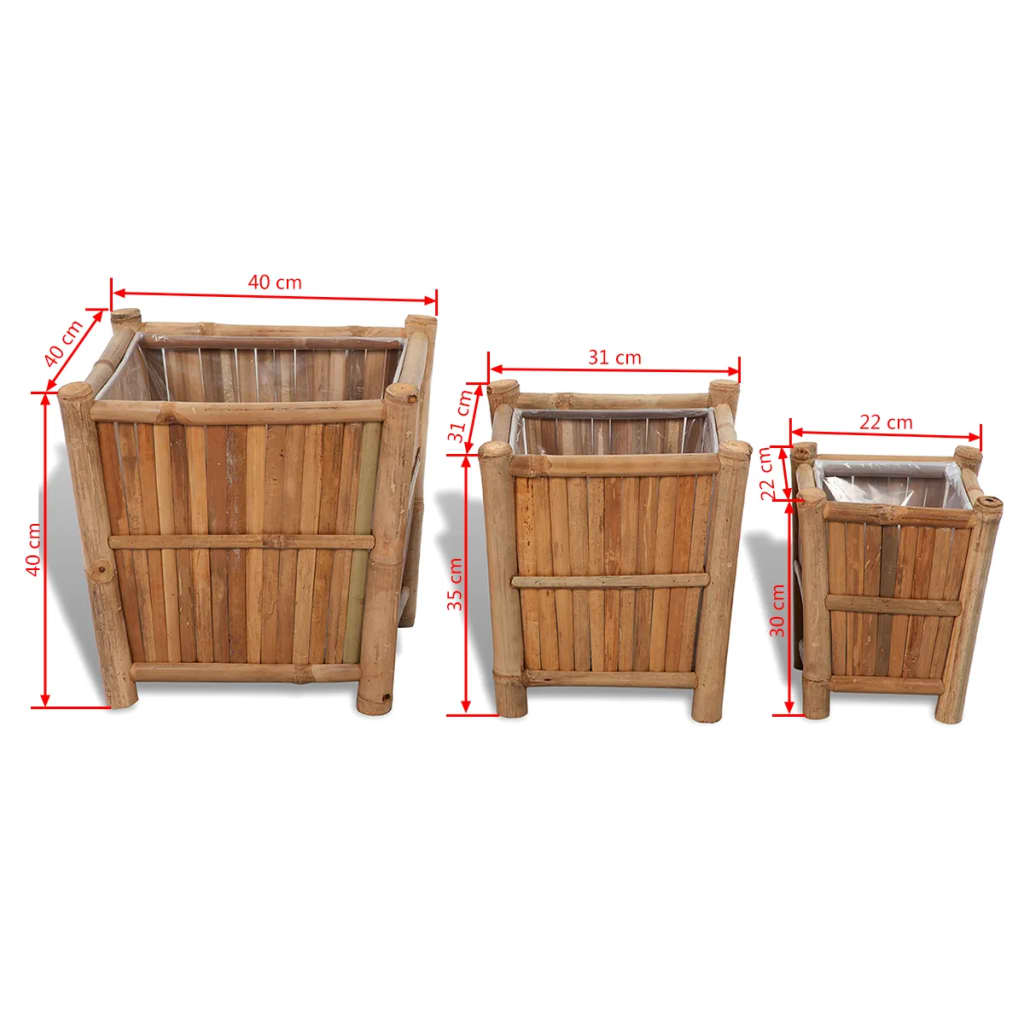 Planter box bamboo with nylon lining 3 pcs. - number 6.