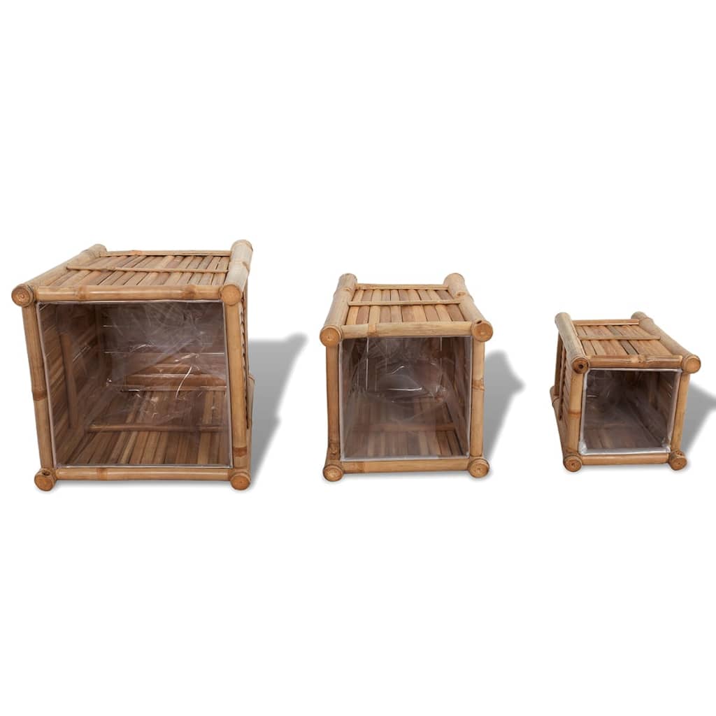 Planter box bamboo with nylon lining 3 pcs. - number 5.