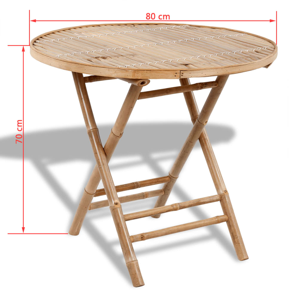 Utendørs spisebord sett 5 deler sammenleggbar bambus - number 9.
