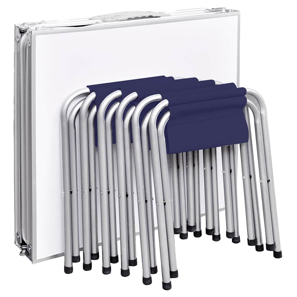 Stol za kampiranje podesiv po visini i 6 sklopivih stolica 180x60 cm - number 5.