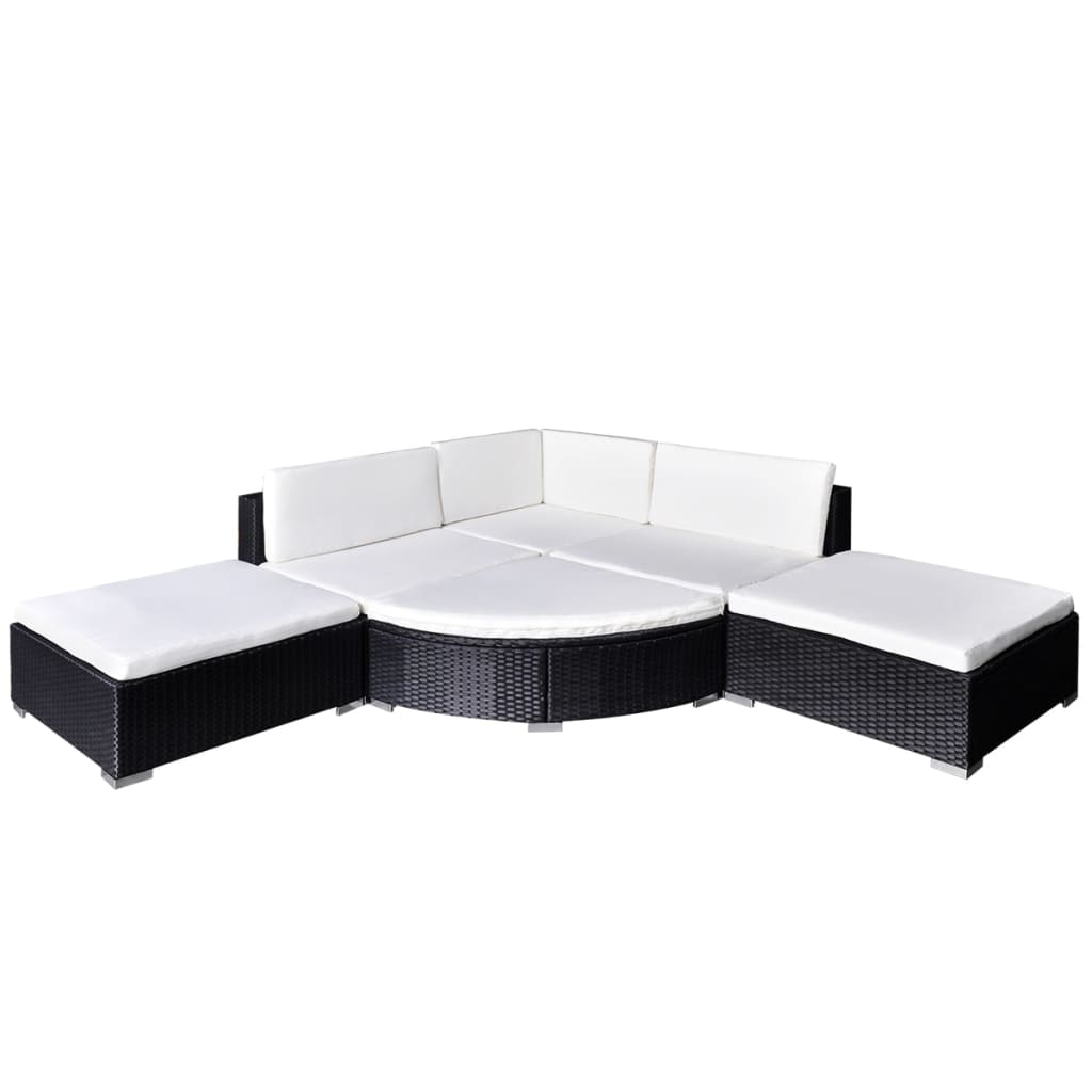 Haveloungesæt dele med hynder polyrattan - sort, 6 - number 2.