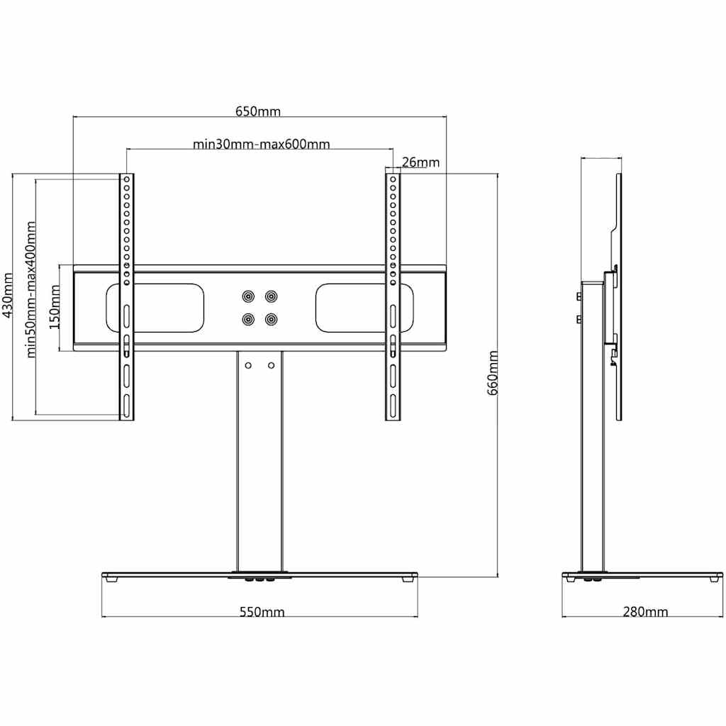 Supporto tv per schermo 37-55" max. vesa 40 kg - nero, 600 x 400 mm, 1, con base - number 6.