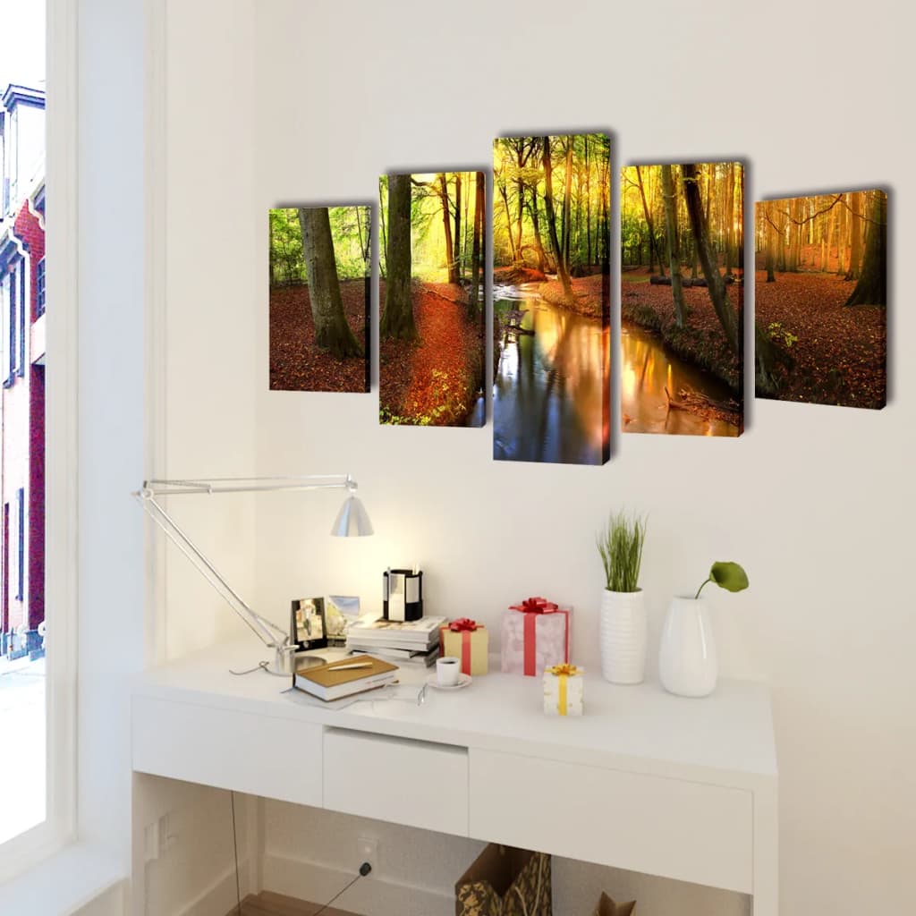 Ensemble de tableaux sur toile - 100 x 50 cm, 1, forêt - number 2.