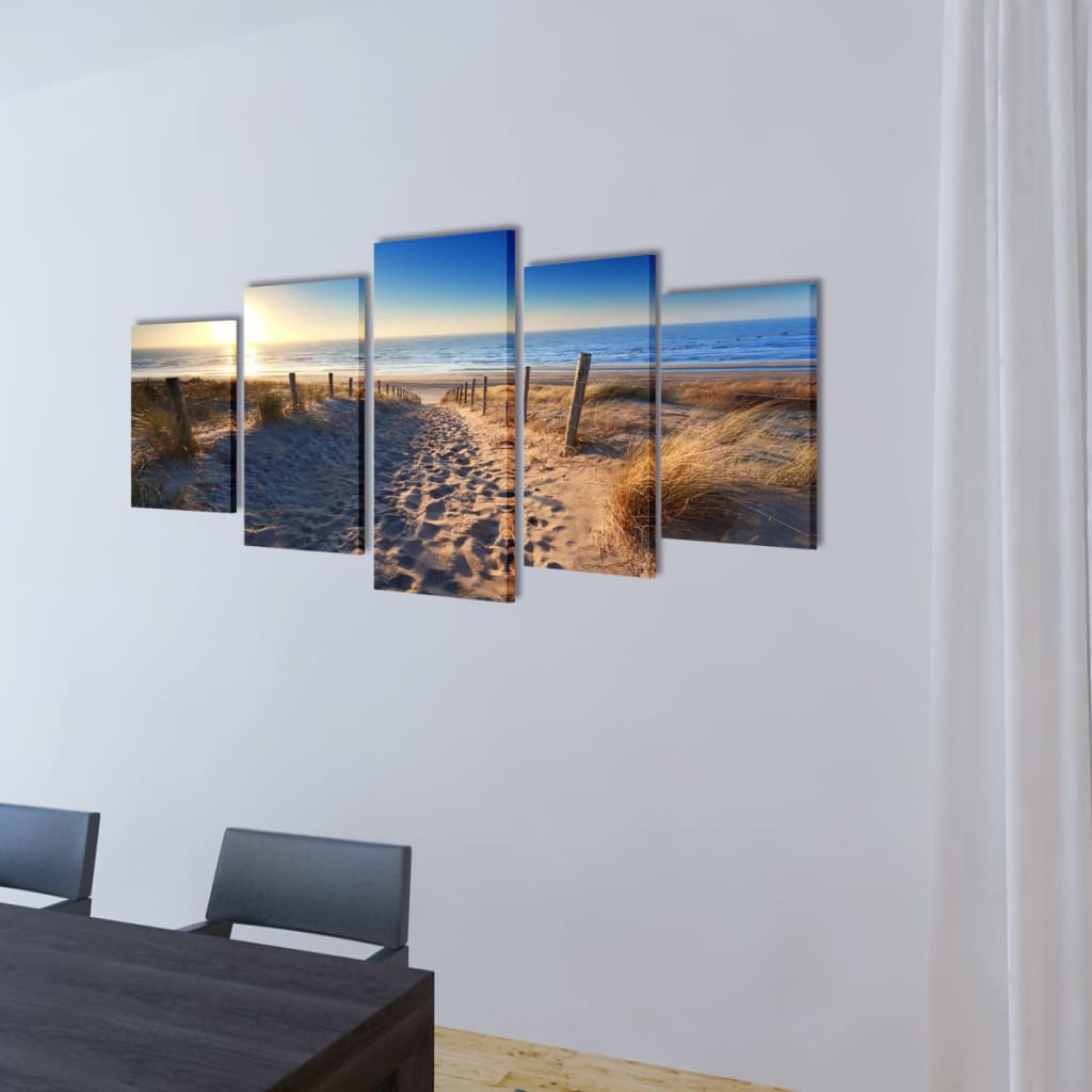 Set of canvas prints for wall, sandy beach, 100x50 cm - number 2.