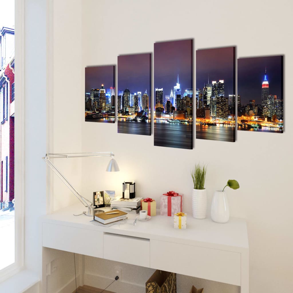 Canvas picture set new york skyline colorful 200 x 100 cm - number 2.