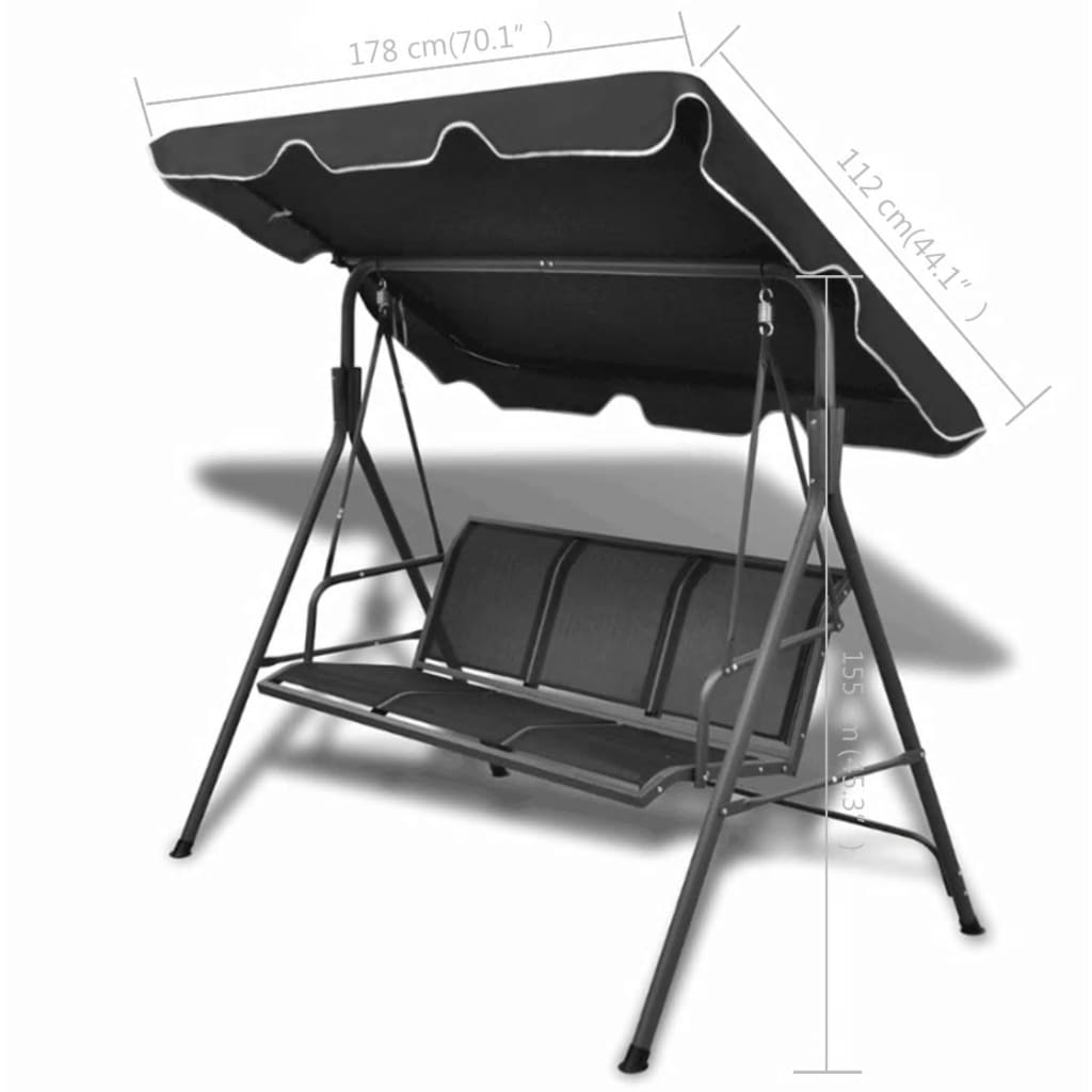 Kauč na ljuljanje za vrt s baldahinom crna - number 6.