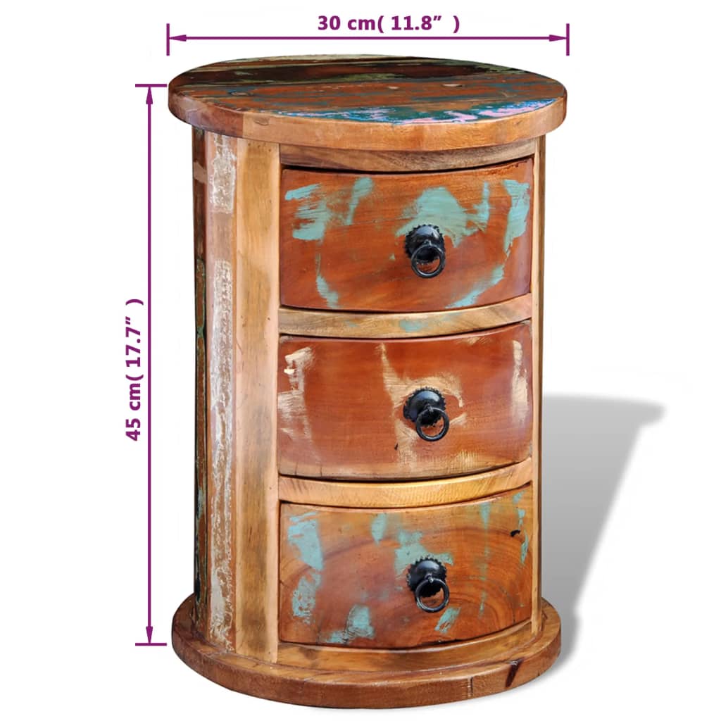 Skab 3 skuffer massivt genbrugstræ - number 7.