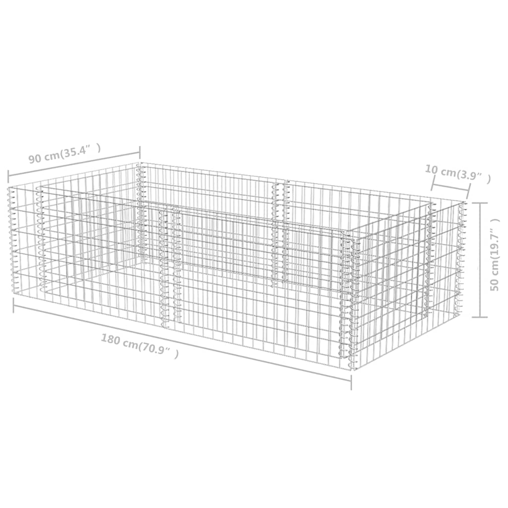 Gabion planter galvaniserat stål 180 x 90 x 50 cm - number 8.