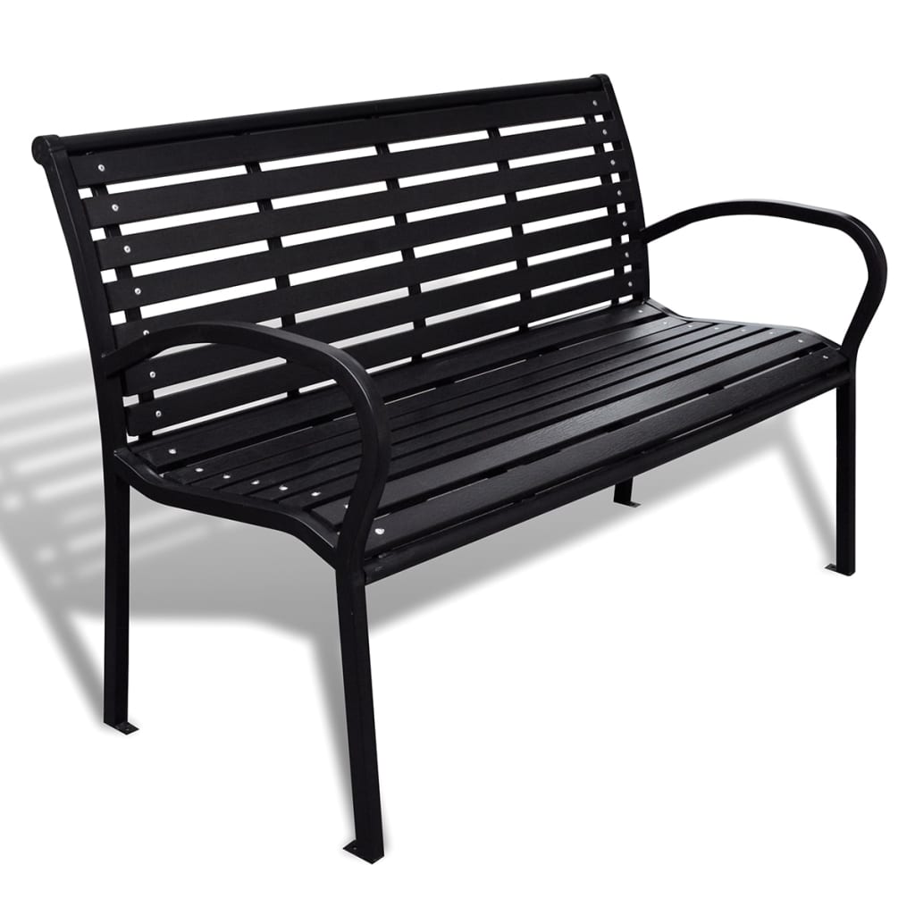 Havebænk 125 cm stål og wpc sort - number 1.