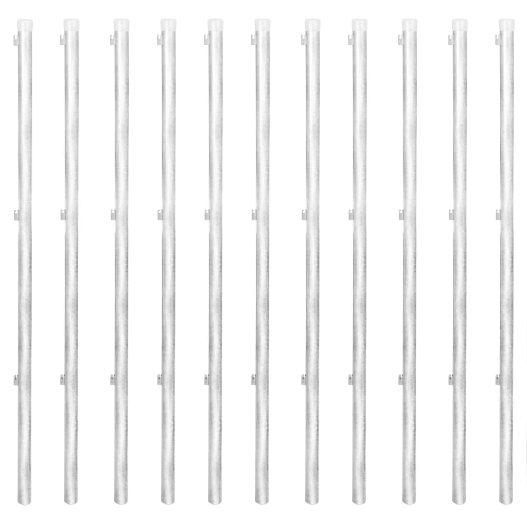 Flätat staket med stolpar galvaniserat stål 25 x 1 m silverfärgat - number 7.