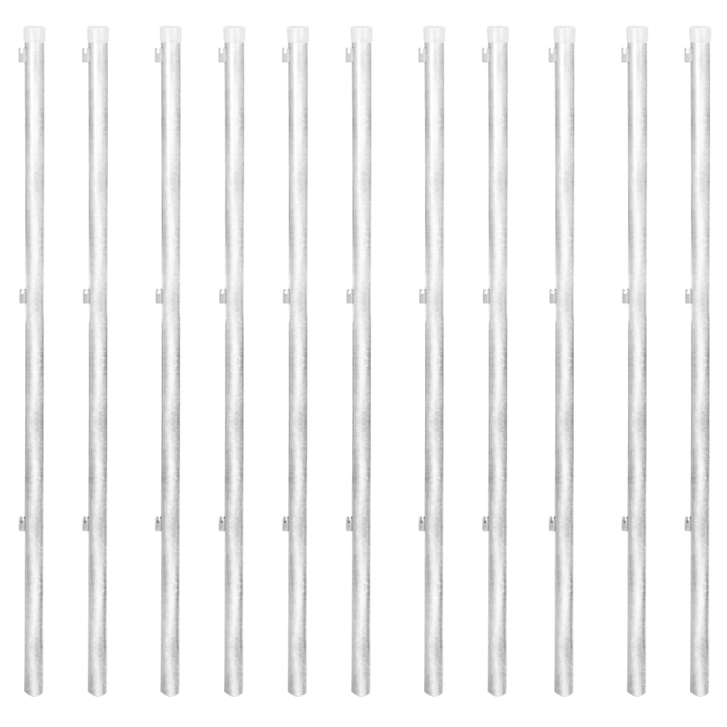 Clôture grillagée avec poteaux et piquets en acier galvanisé - argent, 25 x 1 m, 1 - number 6.