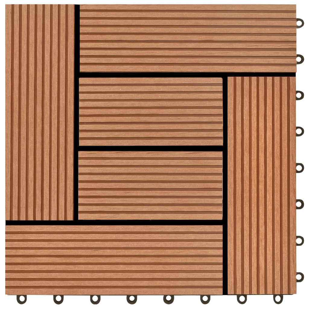 11 stk. brune 30 x 30 cm dækningsfliser wpc 1 m2 - number 5.