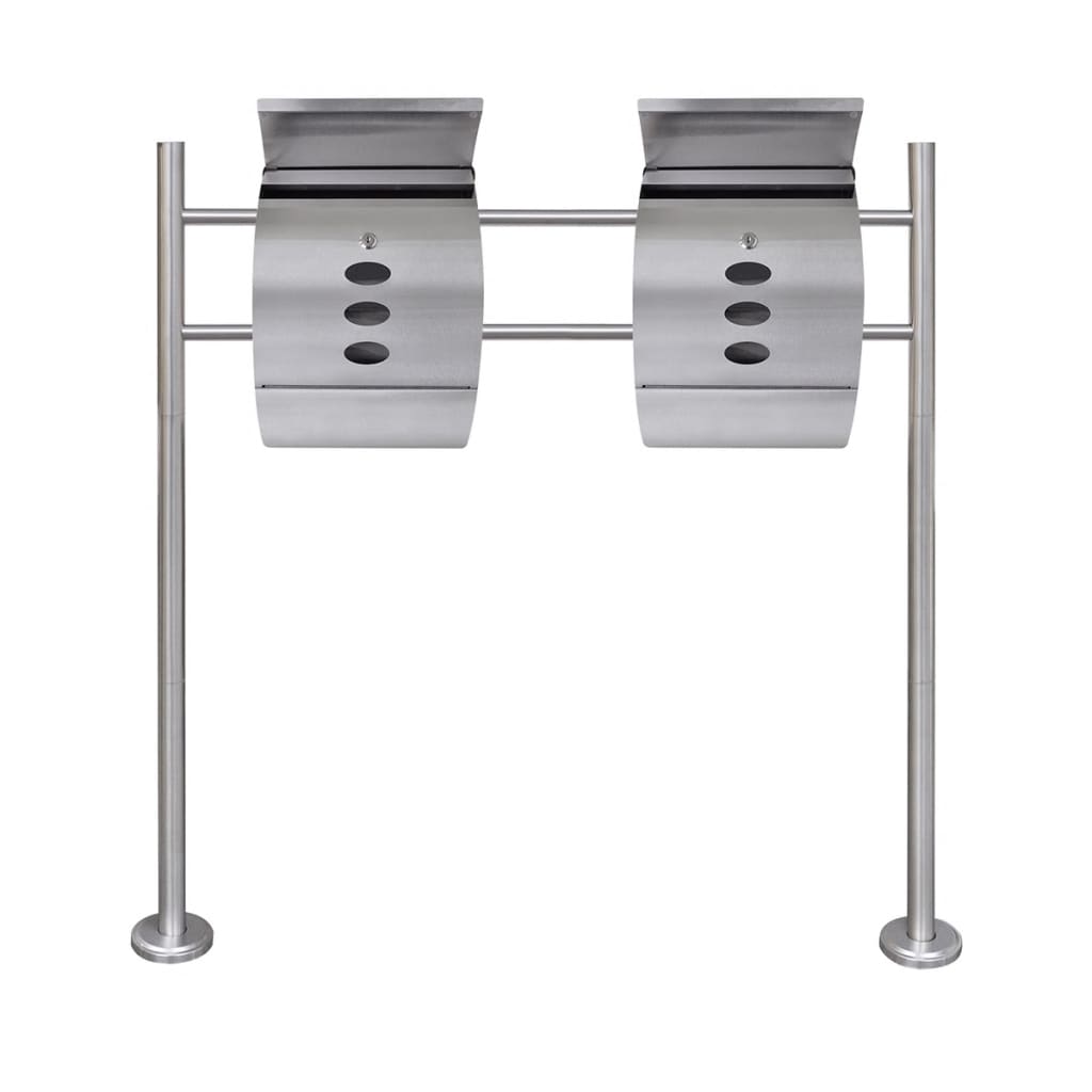 Double mailbox on stainless steel stand - number 2.