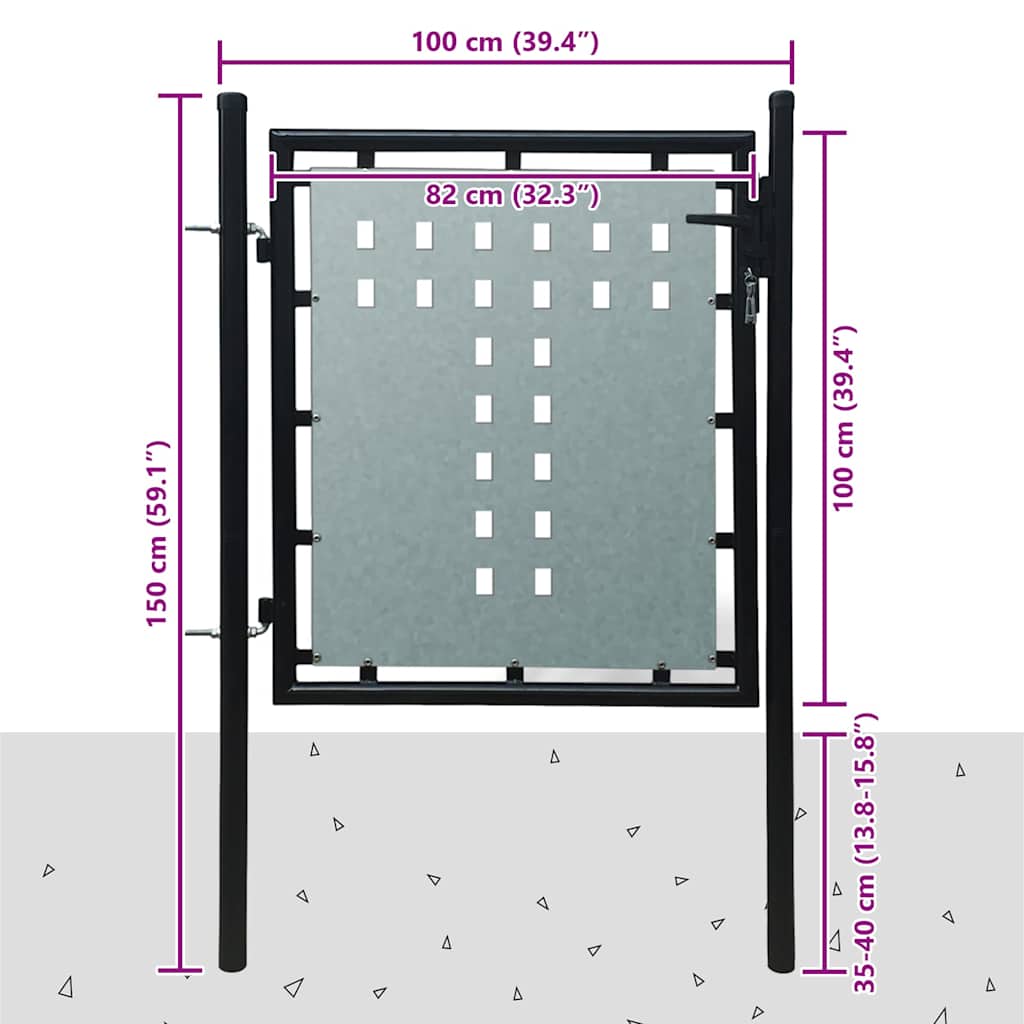 Staketport enkeldörr - svart, 100 x 150 cm - number 5.
