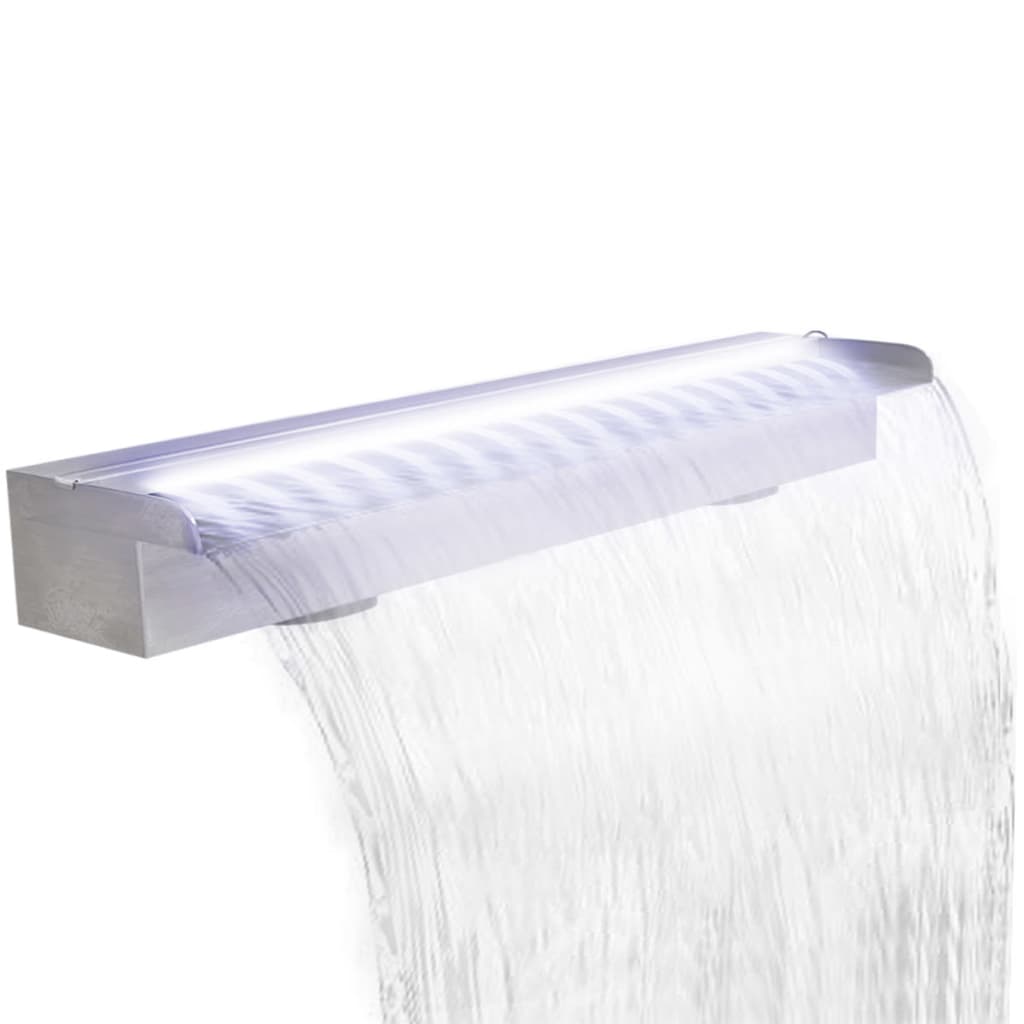 Rektangulær vandfaldsfontæne med led-lys rustfrit stål - 90 cm, med led - number 3.