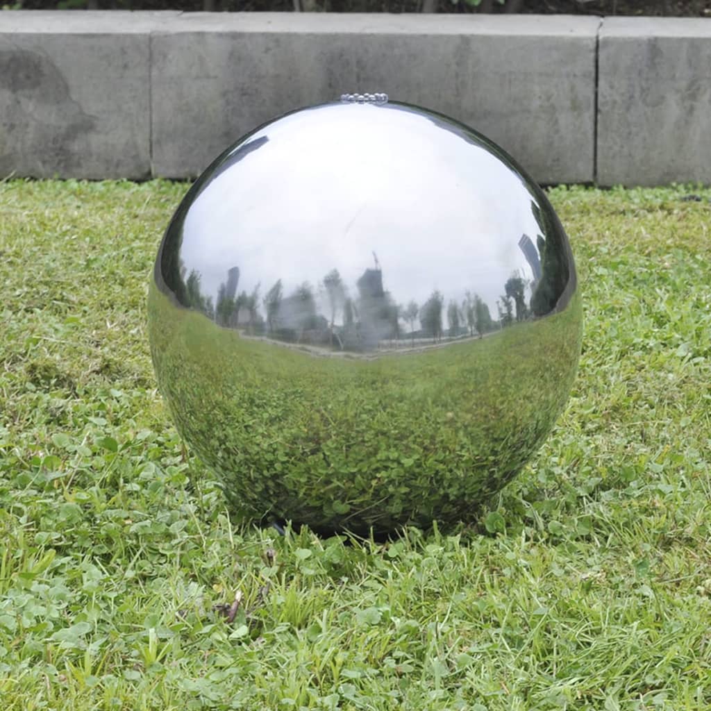 Garden fountain stainless steel with leds spherical - 40 cm - number 3.
