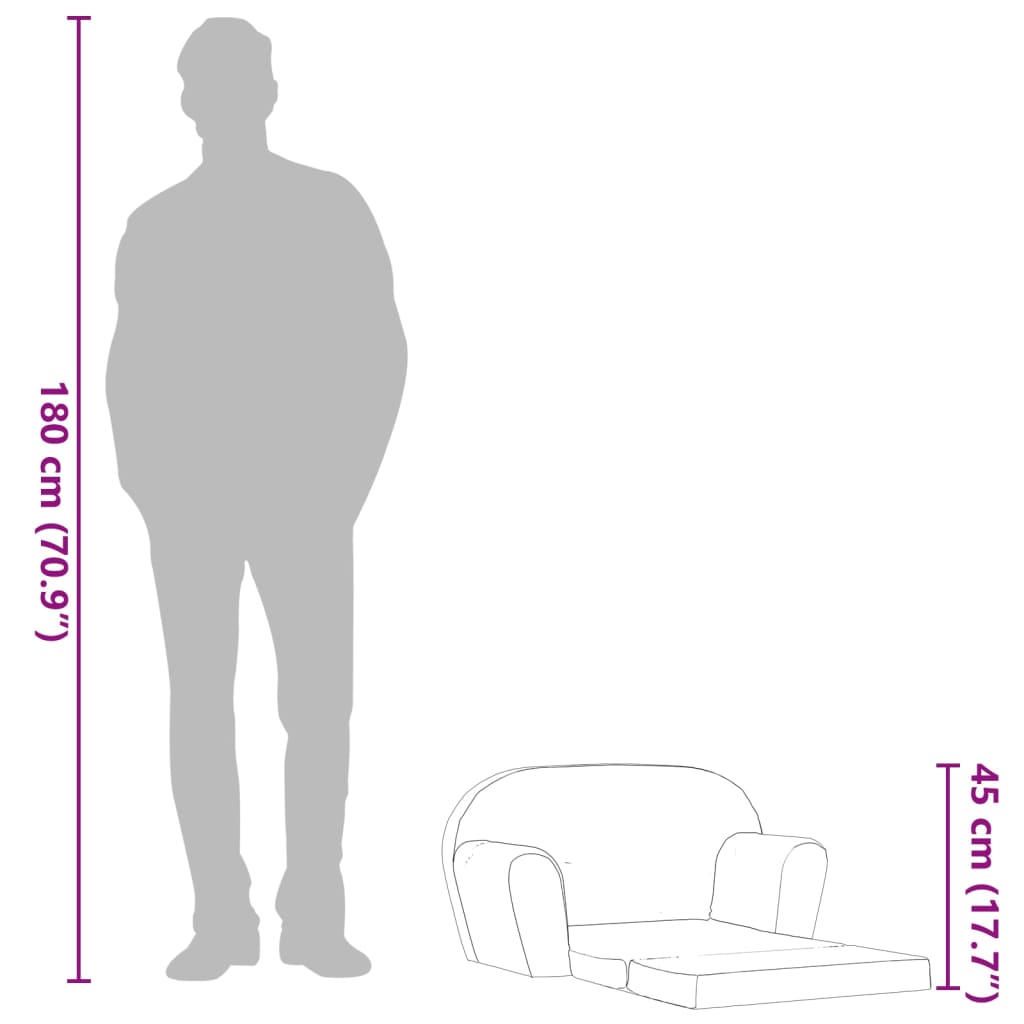 Udfoldelig børnesofastol lysegrå - number 10.