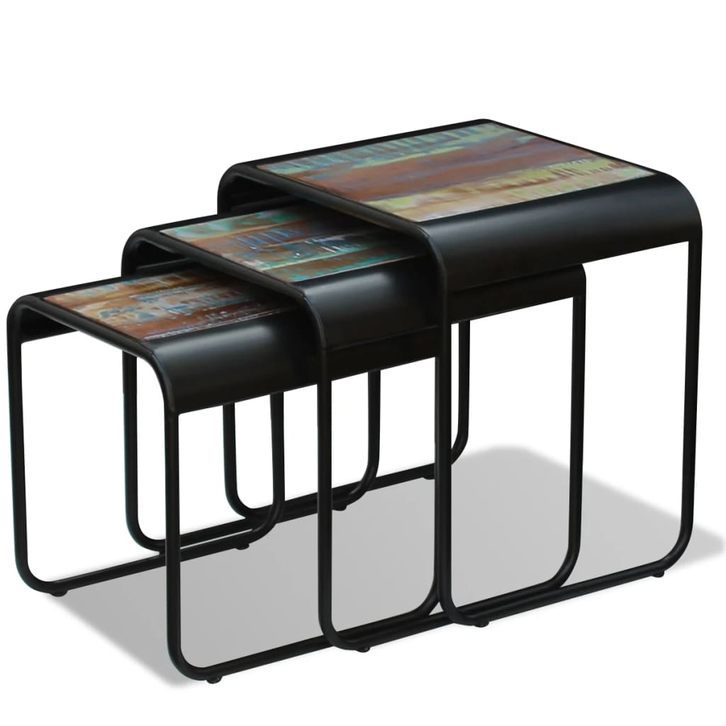 Umetnuti stolovi 3 dijela čvrsto reciklirano drvo - number 4.