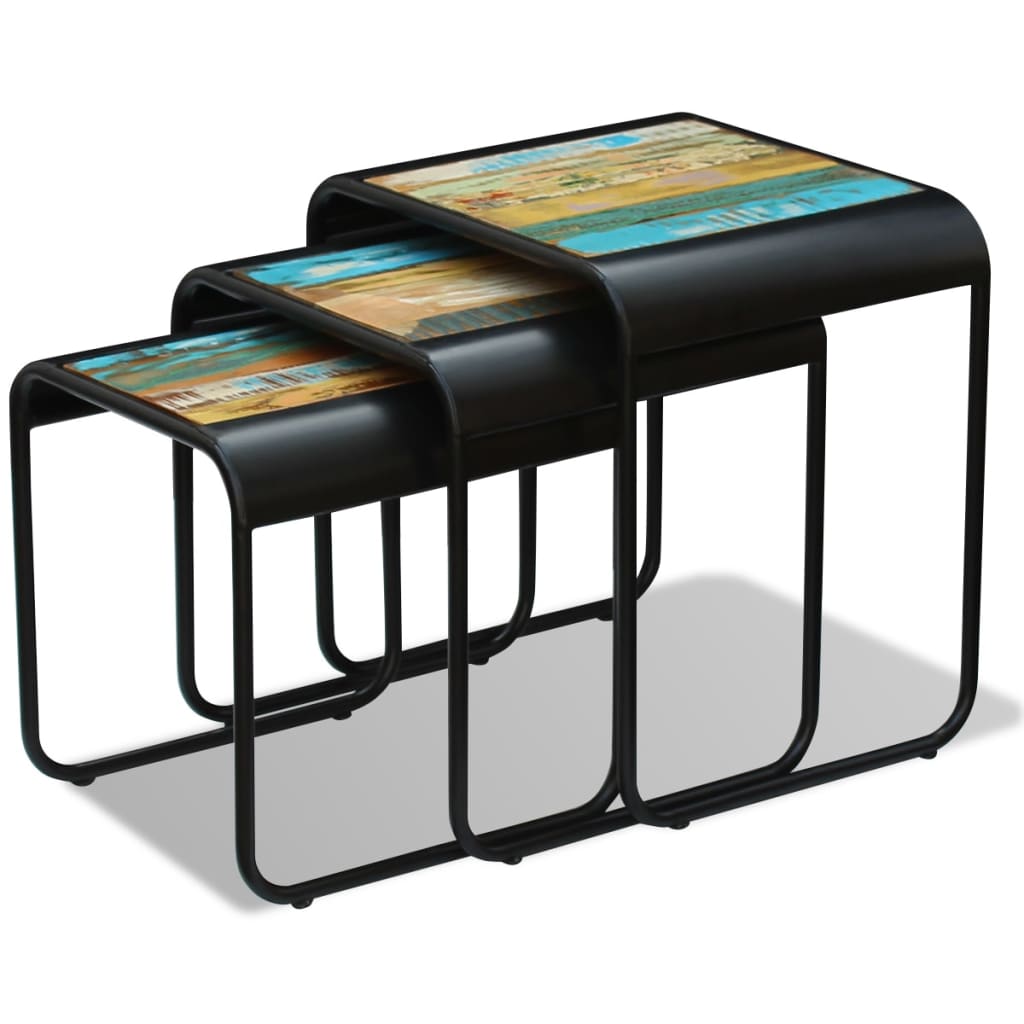 Umetnuti stolovi 3 dijela čvrsto reciklirano drvo - number 6.