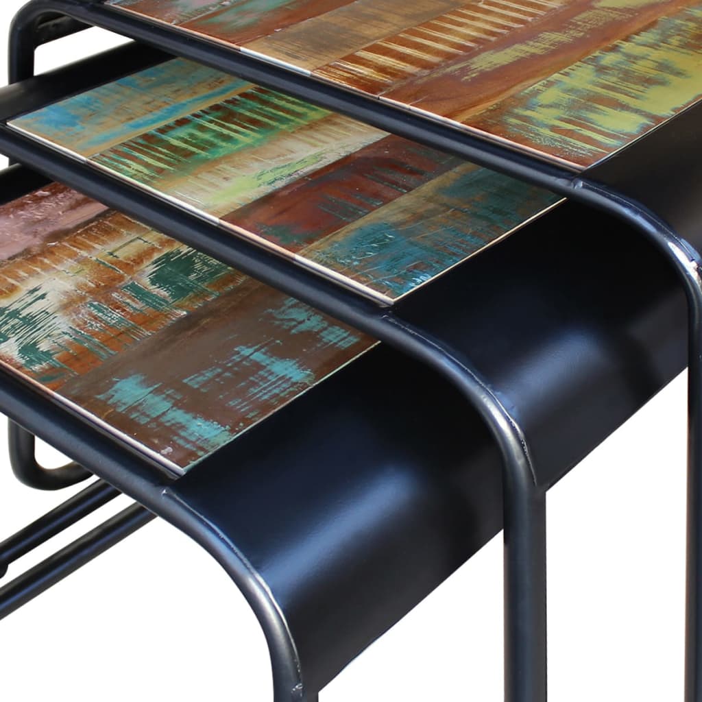 Umetnuti stolovi 3 dijela čvrsto reciklirano drvo - number 8.