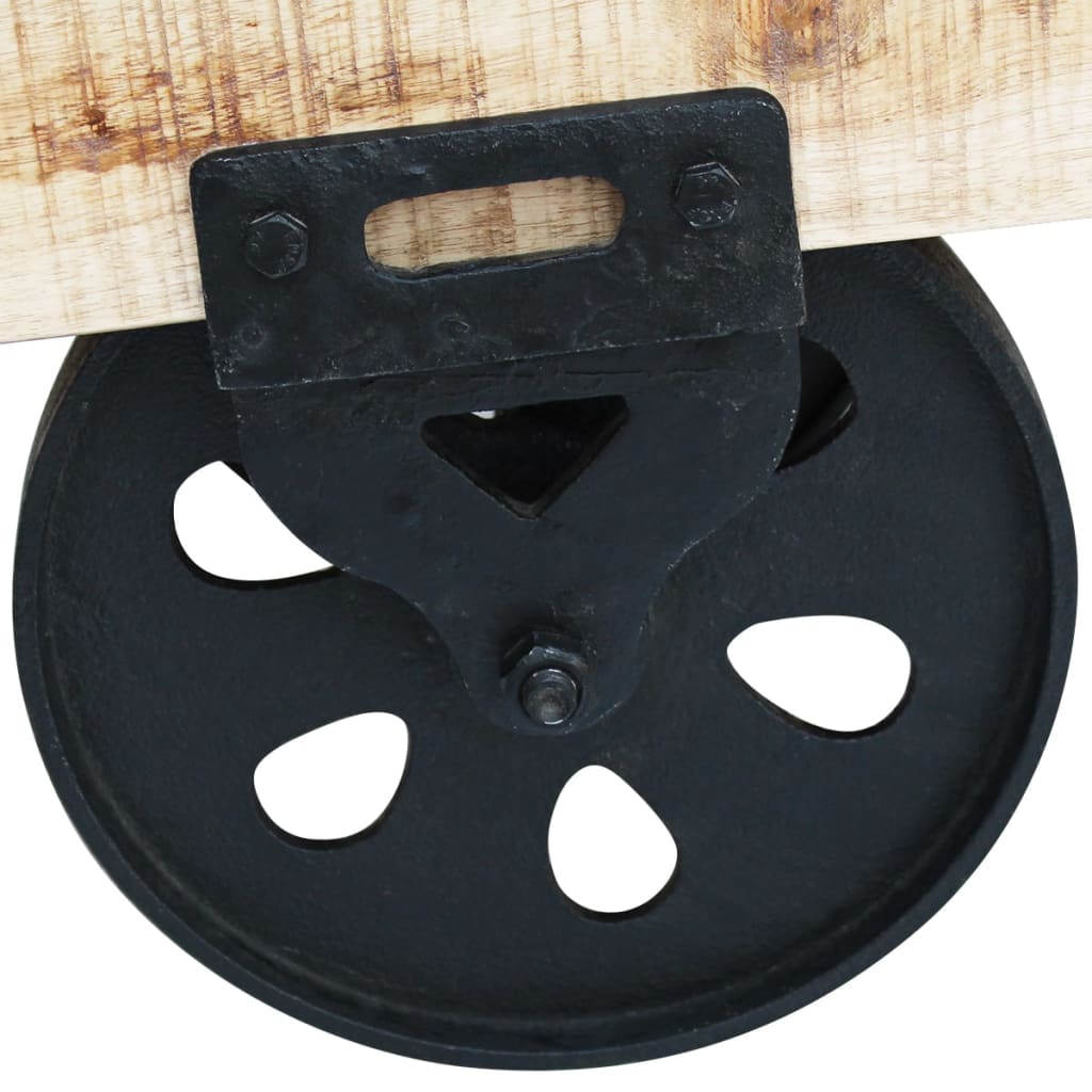 Sofabord med hjul i råt mangotræ - number 8.