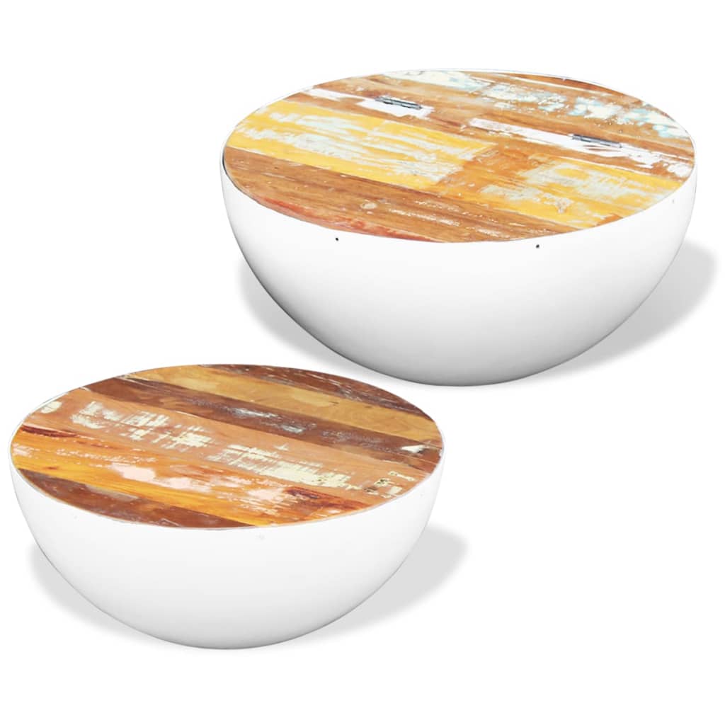 Skålformet sofabordssæt 2 dele massivt genbrugstræ - number 3.