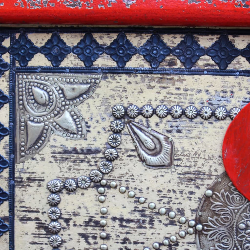 Opbevaringskiste i mangotræ rød 80x40x45 cm - number 6.