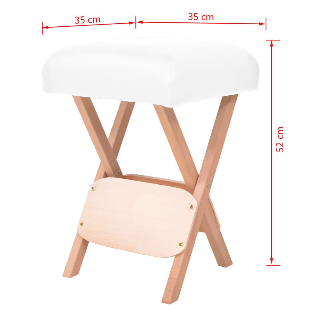 Foldbar massageskammel 12 cm tykt sæde hvid - number 4.