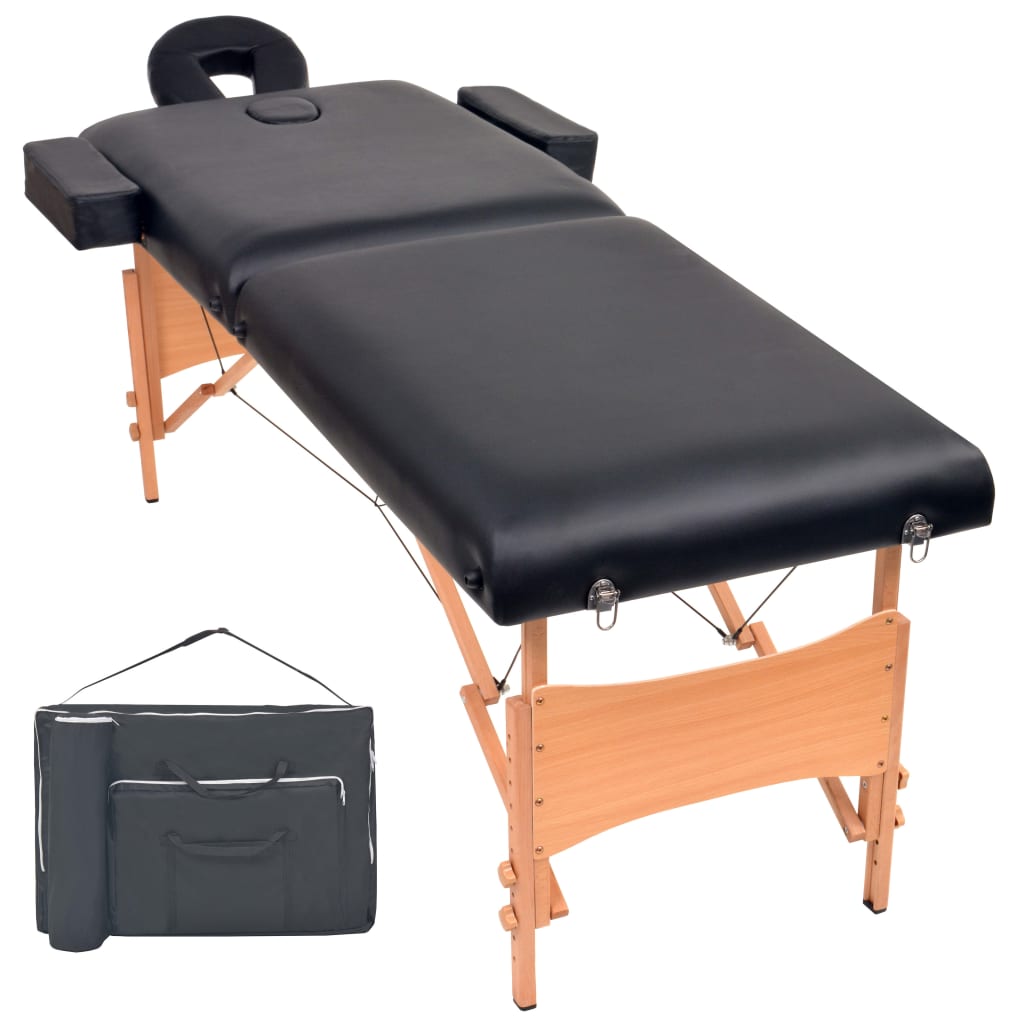 Sammenfoldeligt massagebord 2 zoner 10 cm tyk hynde - sort - number 1.