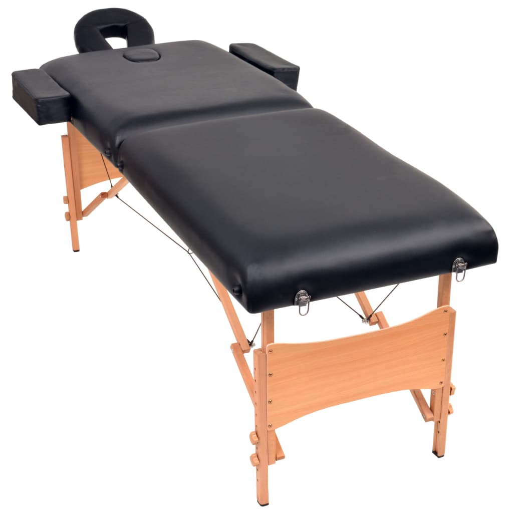 Sammenfoldeligt massagebord 2 zoner 10 cm tyk hynde - sort - number 2.