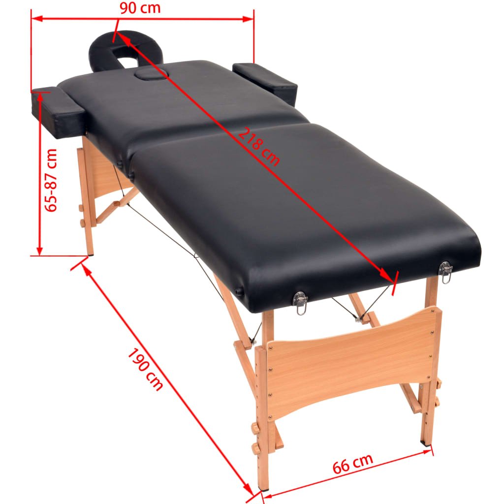 Sammenfoldeligt massagebord 2 zoner 10 cm tyk hynde - sort - number 11.