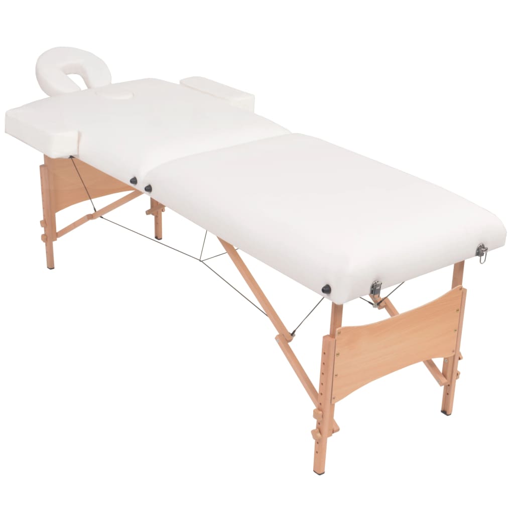 Foldbart massagebord med skammel 2 zoner 10 cm tyk hynde hvid - number 2.
