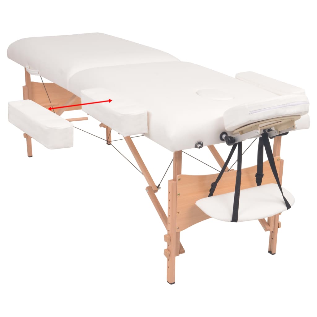 Foldbart massagebord med skammel 2 zoner 10 cm tyk hynde hvid - number 3.
